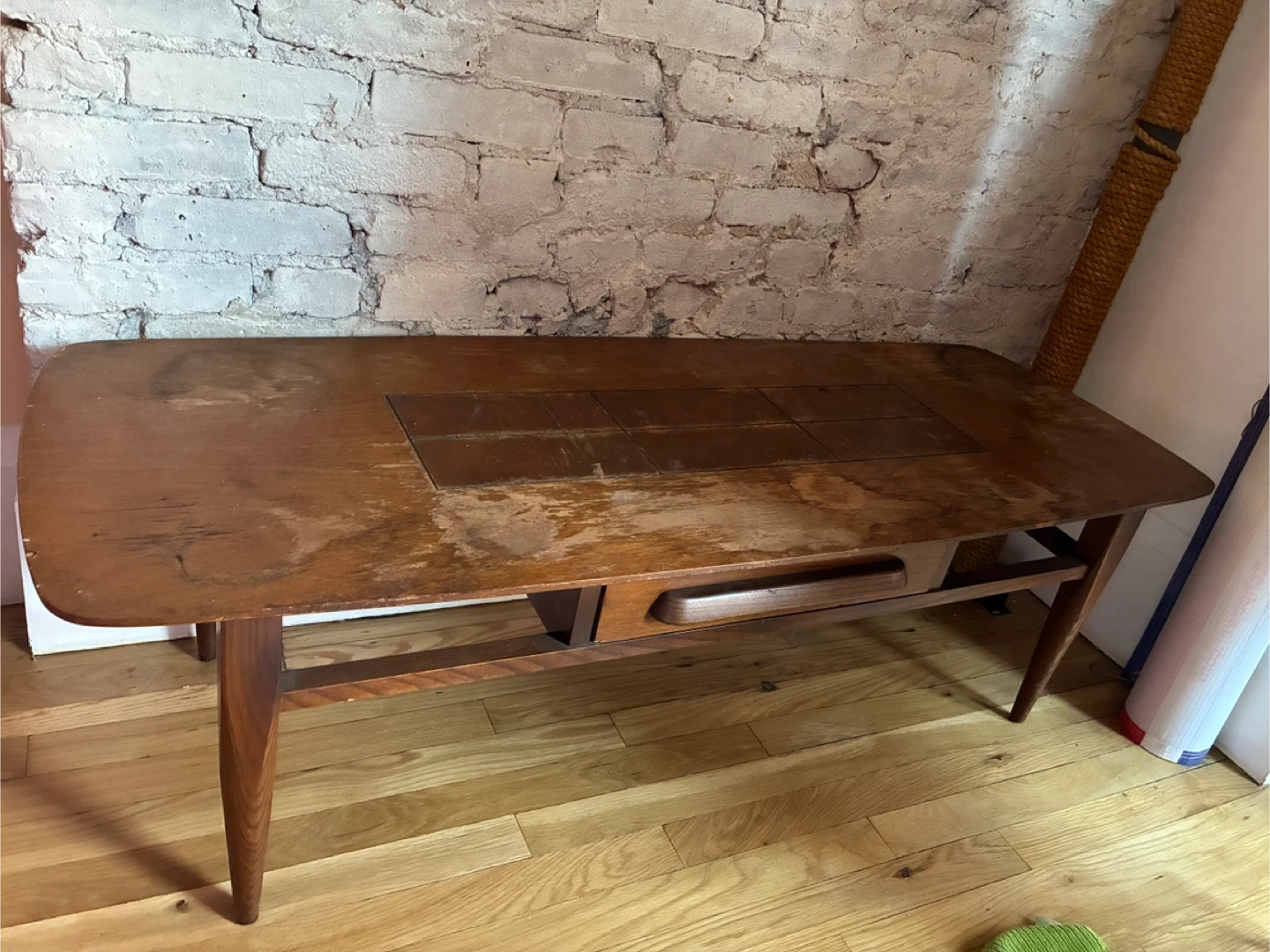 Stanley Furniture MCM solid wood console table