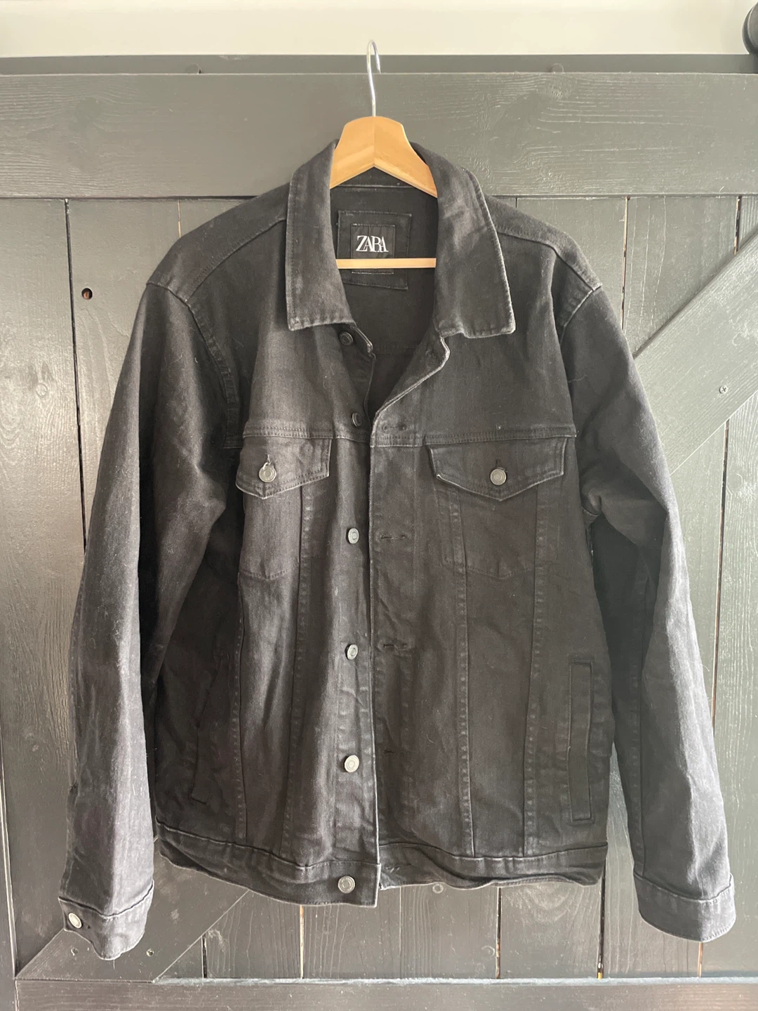 Zara Black Denim Jacket - Size XL