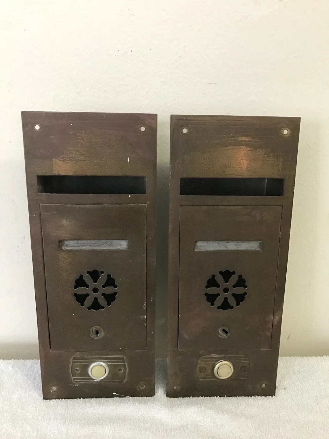 Antique Brass Old Tenement building mailboxes