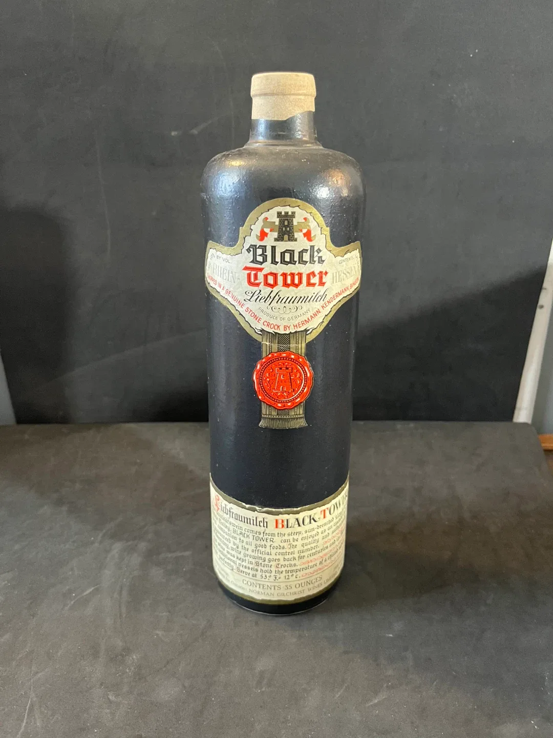 Vintage Black Tower Liebfraumilch Wine Bottle