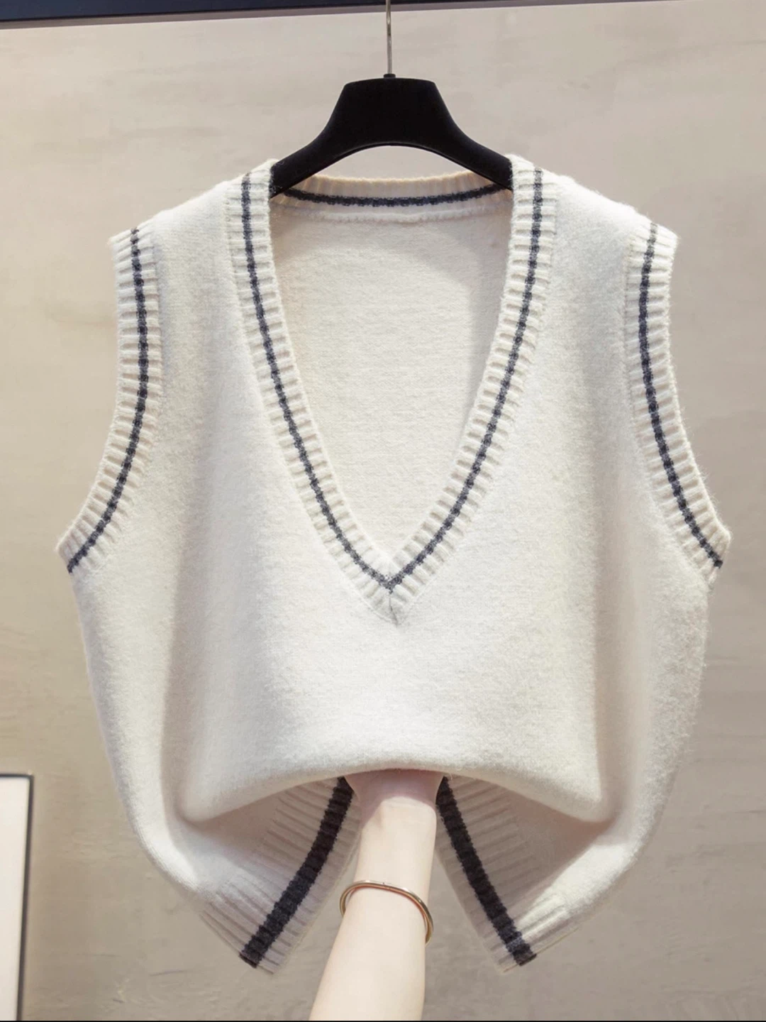 Cream Knit Sweater Vest