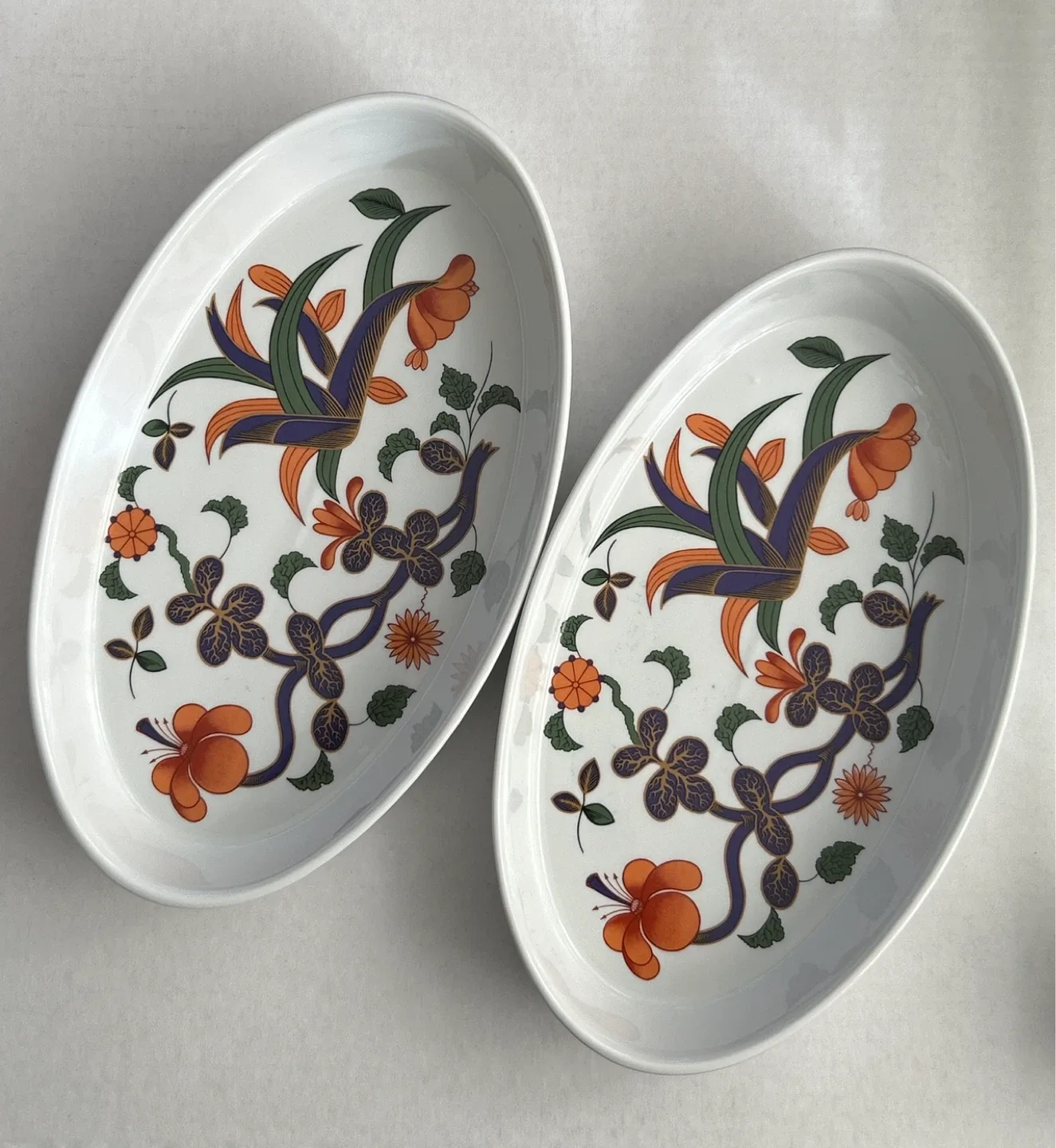 #Cleanout Worcester-Floral Oval Serving Dishes - Set of 2
