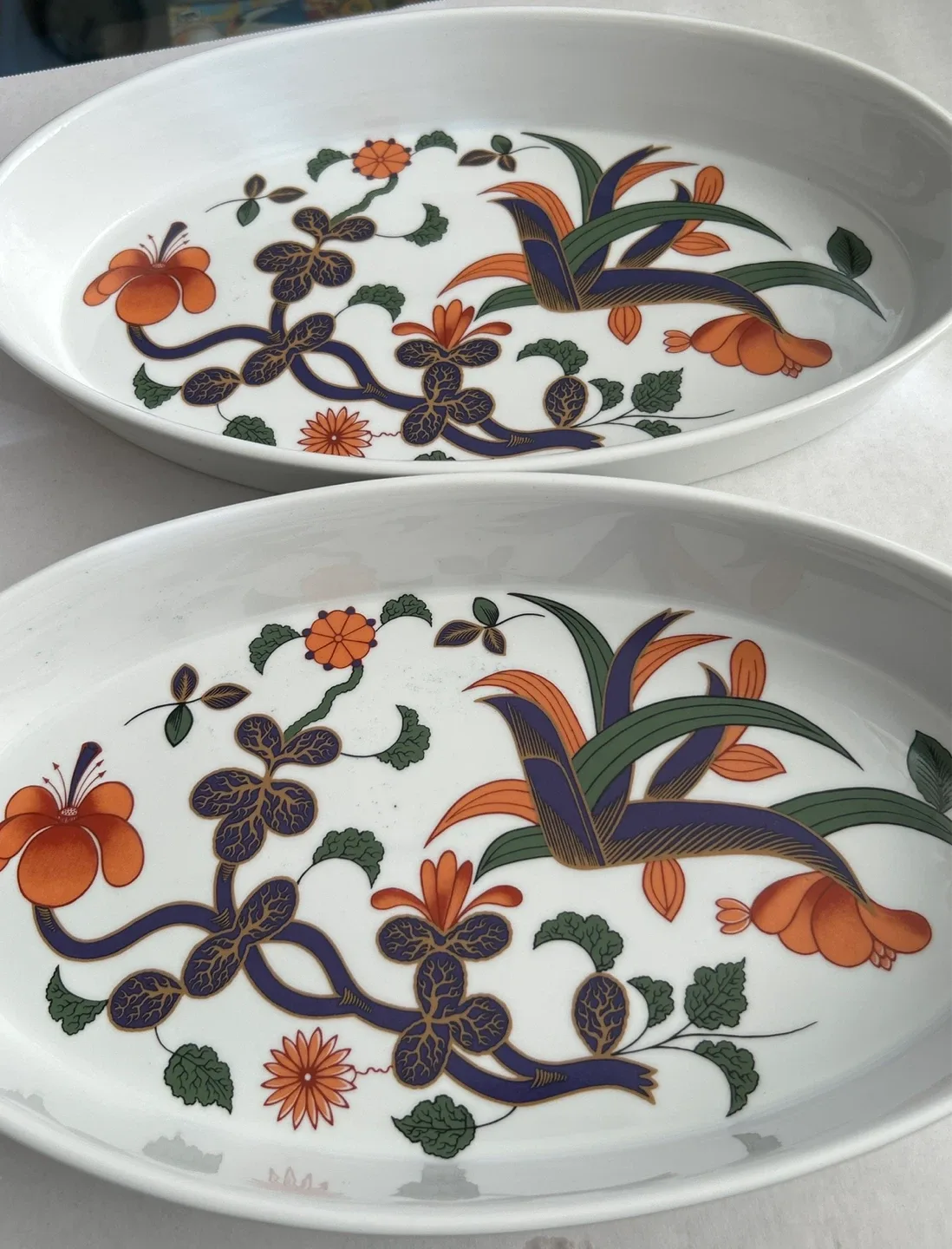 #Cleanout Worcester-Floral Oval Serving Dishes - Set of 2 image indicator(3)