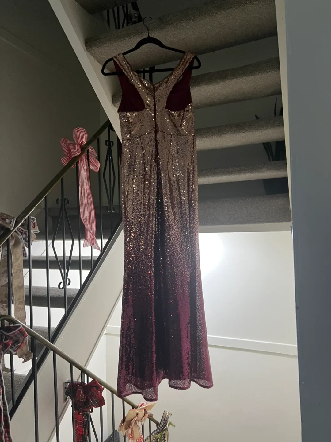 Sequin Formal Dress - Gold & Burgundy image indicator(6)