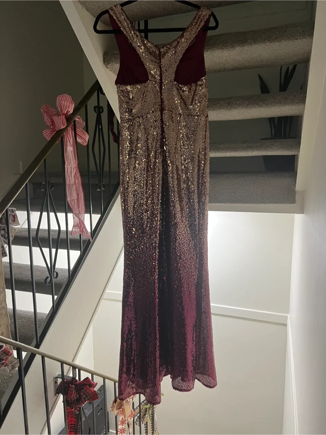 Sequin Formal Dress - Gold & Burgundy image indicator(2)