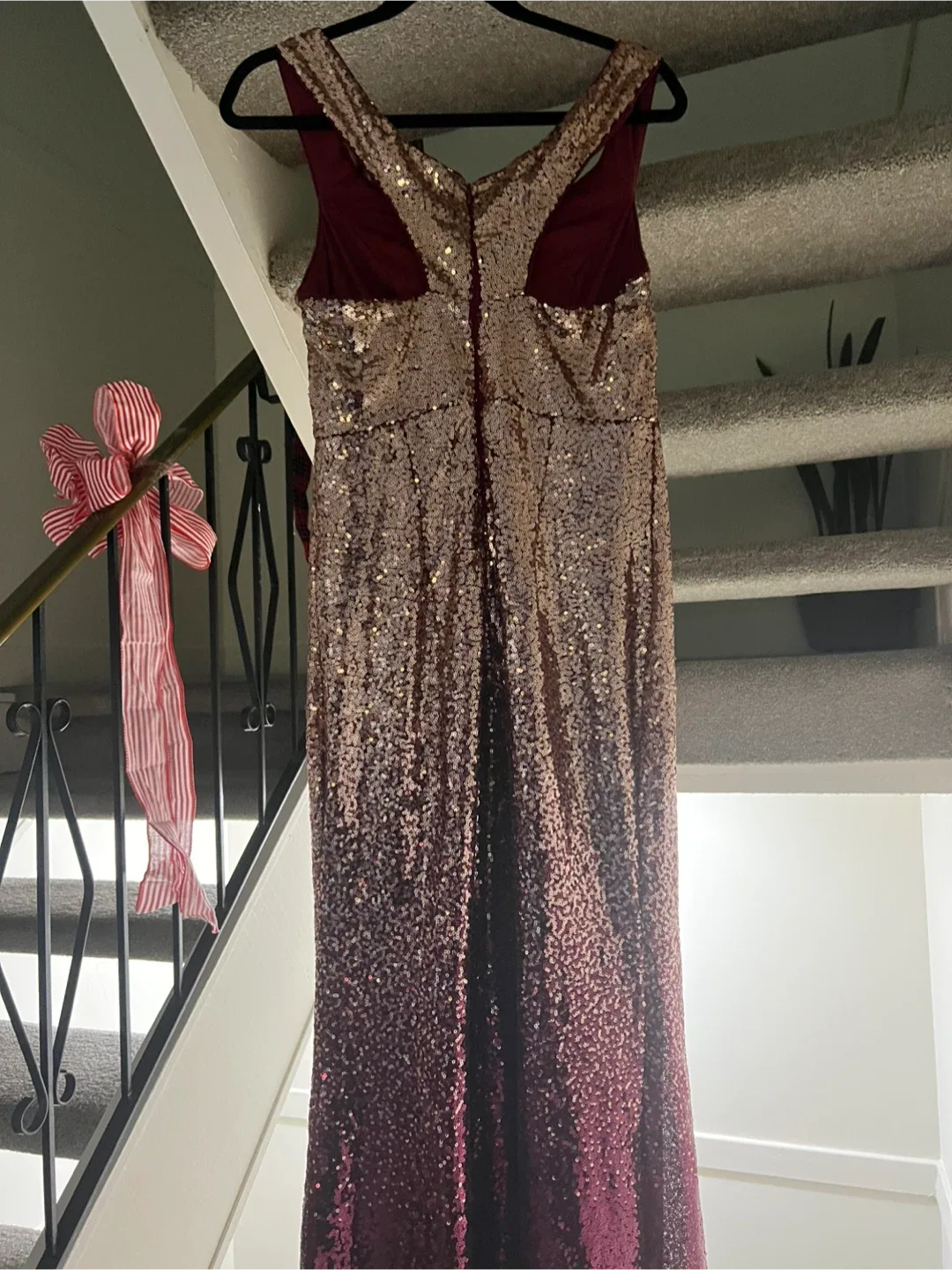Sequin Formal Dress - Gold & Burgundy image indicator(5)