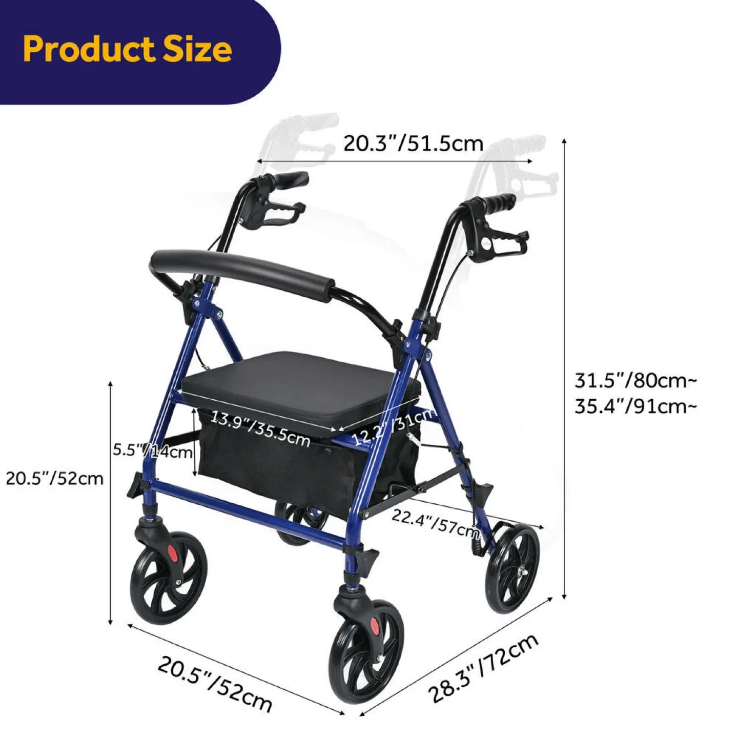 Foldable Rollator Walker - Blue image indicator(4)