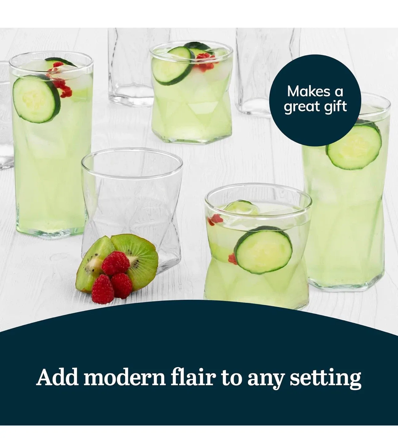 Brand new, JoyJolt Stella 16-Piece Glassware Set image indicator(5)