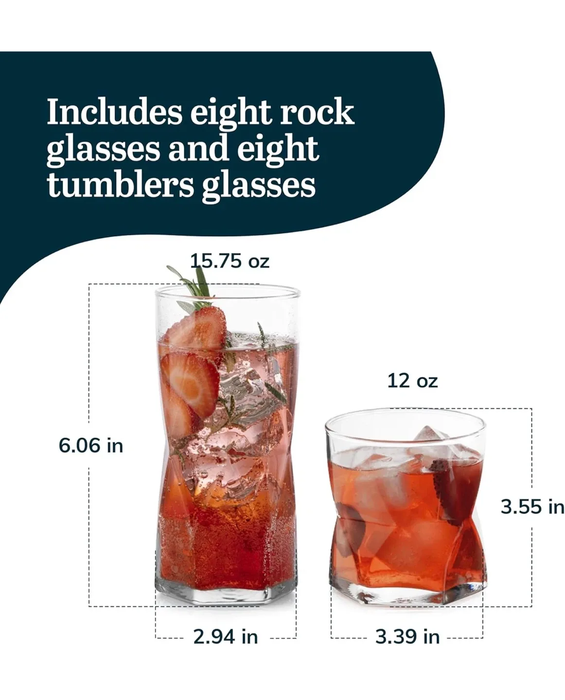 Brand new, JoyJolt Stella 16-Piece Glassware Set image indicator(3)