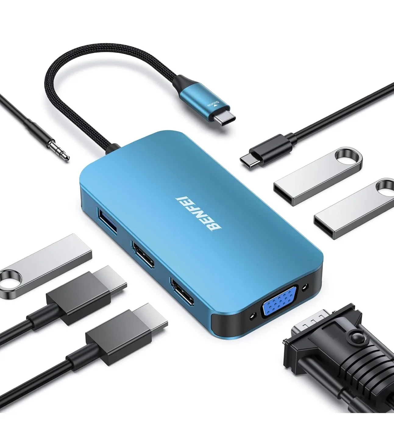 BENFEI 8-in-1 USB-C Hub - Massive Expansion, brand new