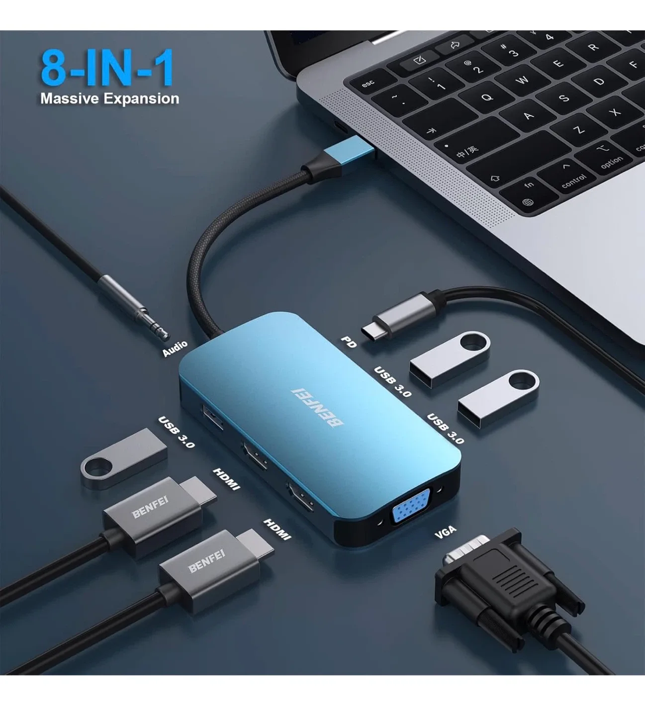 BENFEI 8-in-1 USB-C Hub - Massive Expansion, brand new image indicator(2)