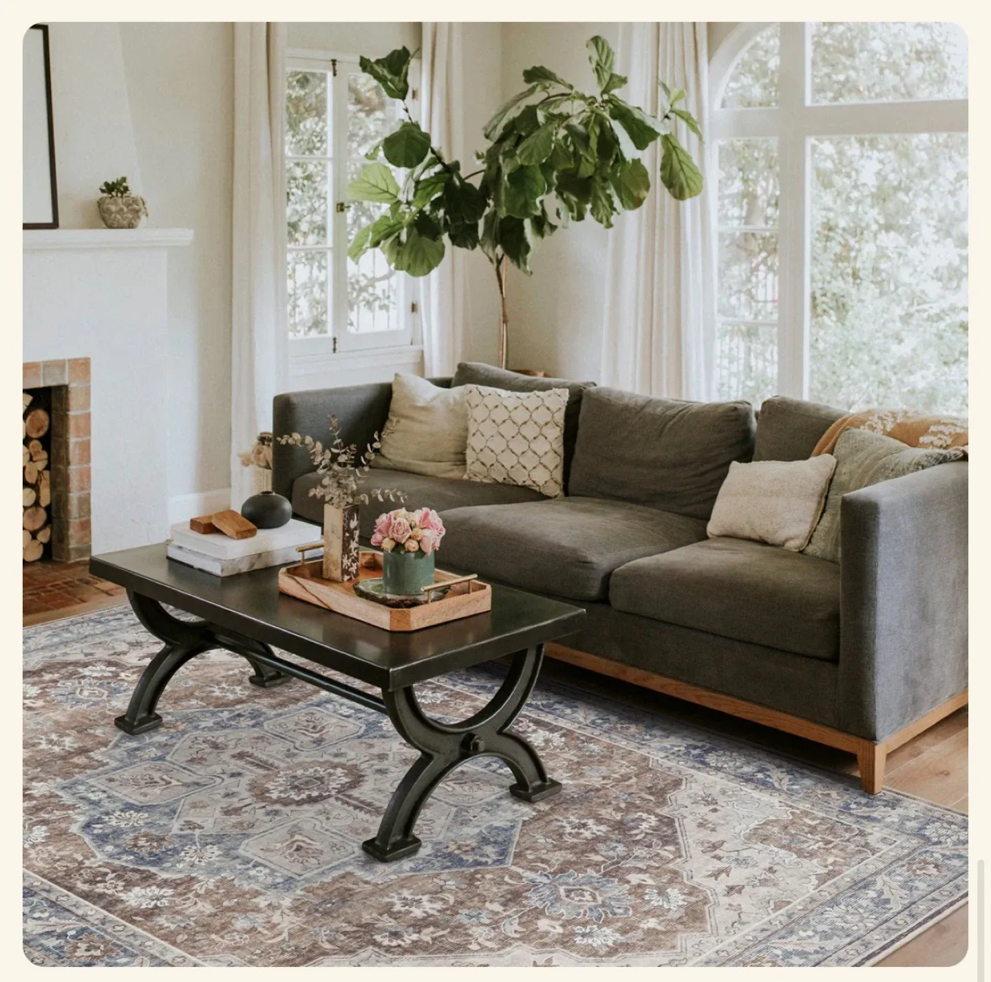 Brand new, Amara Coral/Blue Area Rug