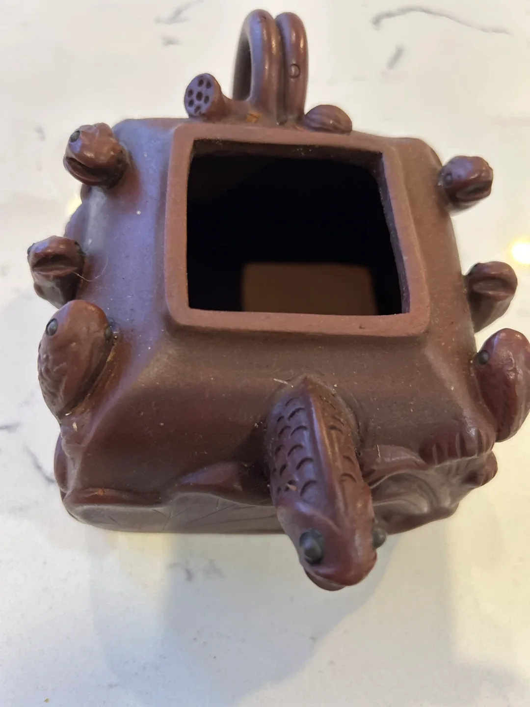 Unique Chinese Brown Clay Fish Teapot image indicator(4)