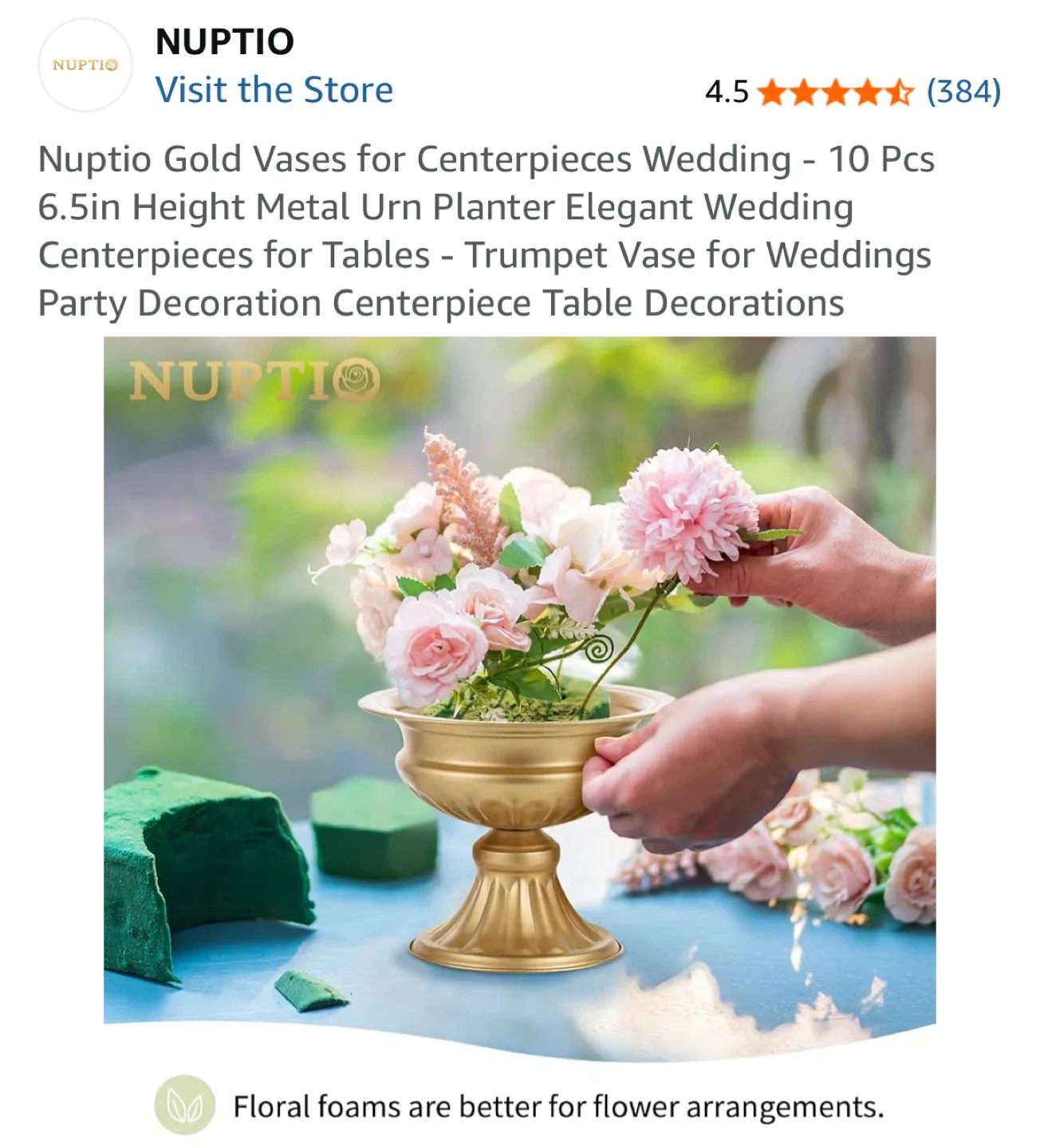 Nuptio Gold Vases for Wedding Centerpieces (10 Pcs) image indicator(3)
