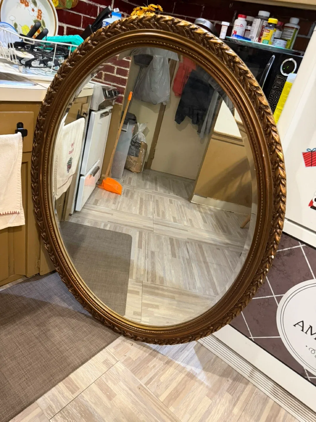 Gorgeous large wall hanging mirror 45 h 35 w