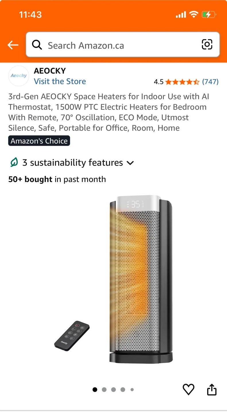3rd-Gen Space Heater with Remote