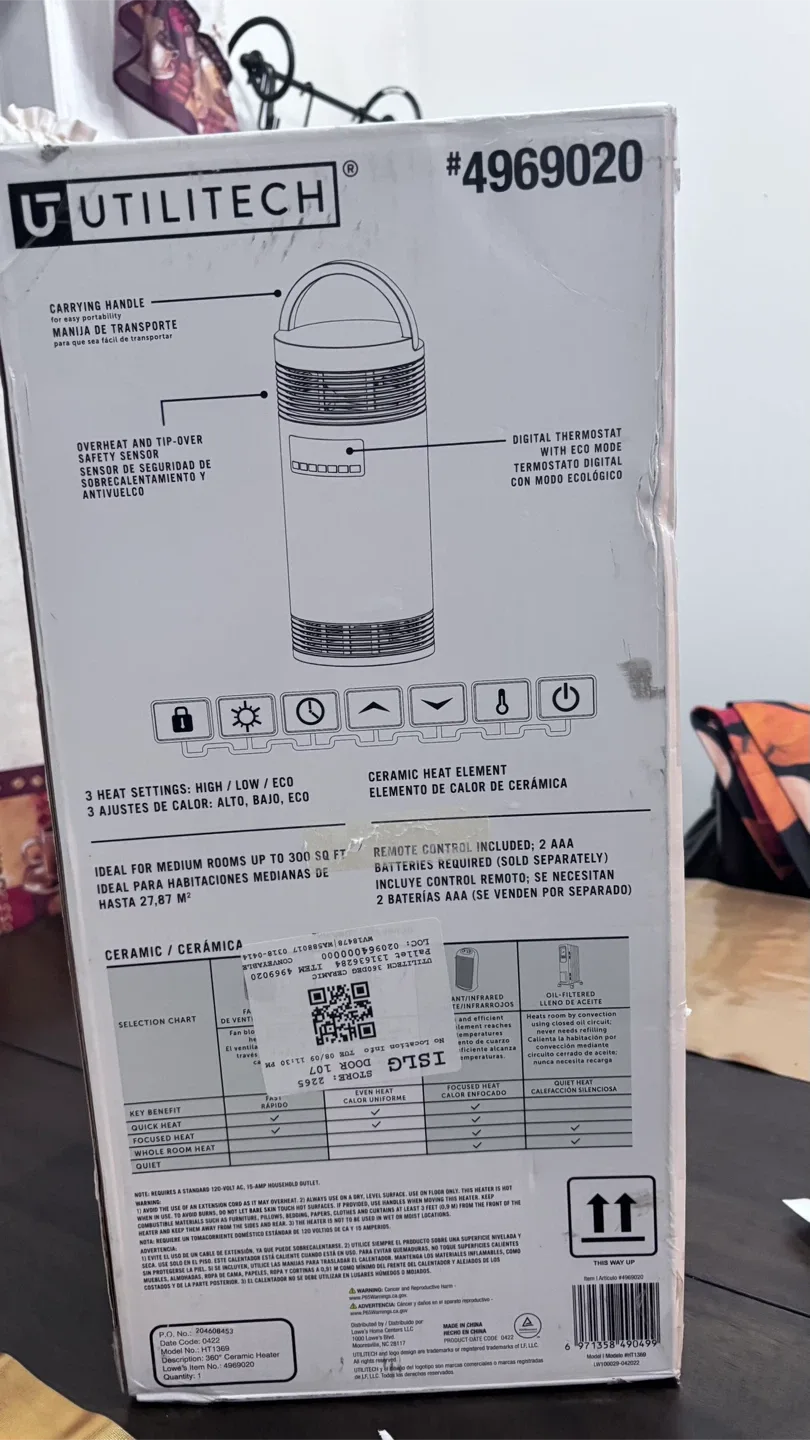 #Cleanout Utilitech 360° Ceramic Heater with Thermostat image indicator(3)