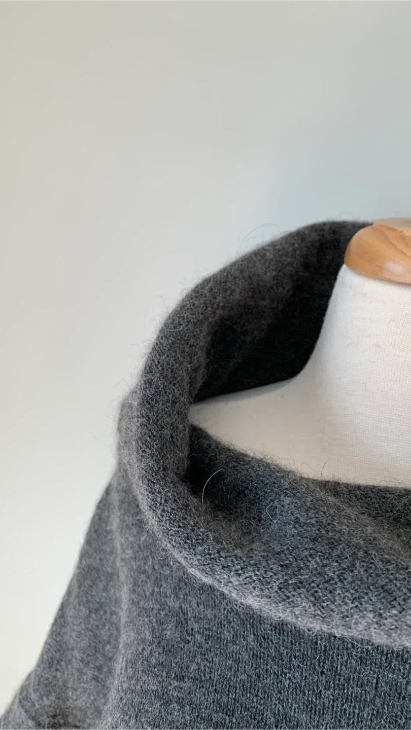 Charcoal Cowl Neck Wool Blend Top in Medium Tall image indicator(4)