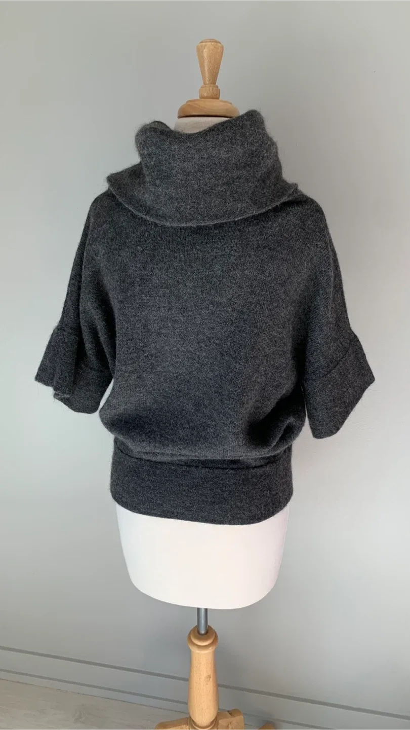 Charcoal Cowl Neck Wool Blend Top in Medium Tall image indicator(3)