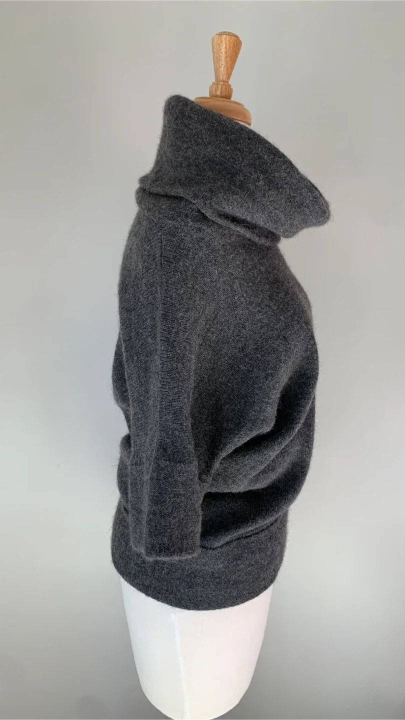 Charcoal Cowl Neck Wool Blend Top in Medium Tall image indicator(2)