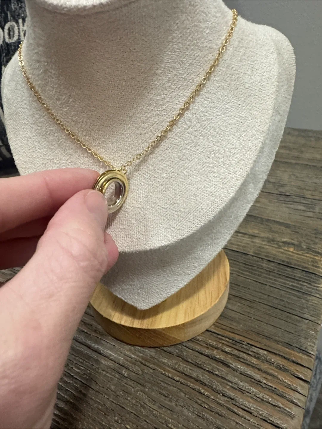 Fendi (upcyle) gold tone Circle Pendant Necklace. image indicator(5)