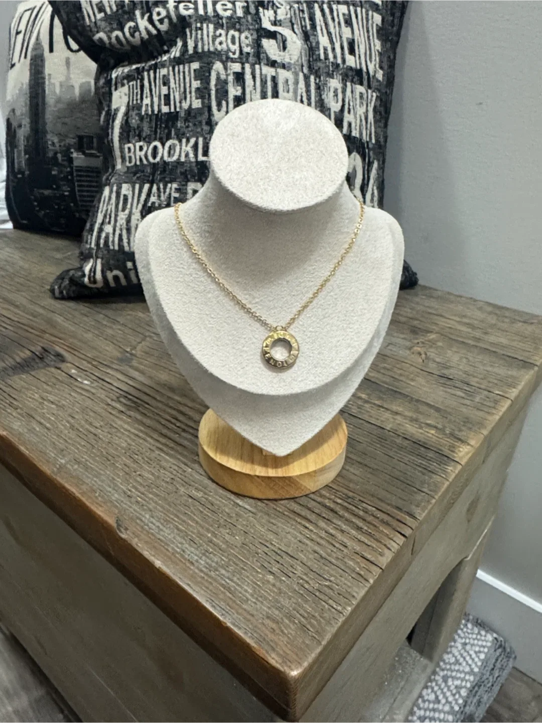 Fendi (upcyle) gold tone Circle Pendant Necklace.