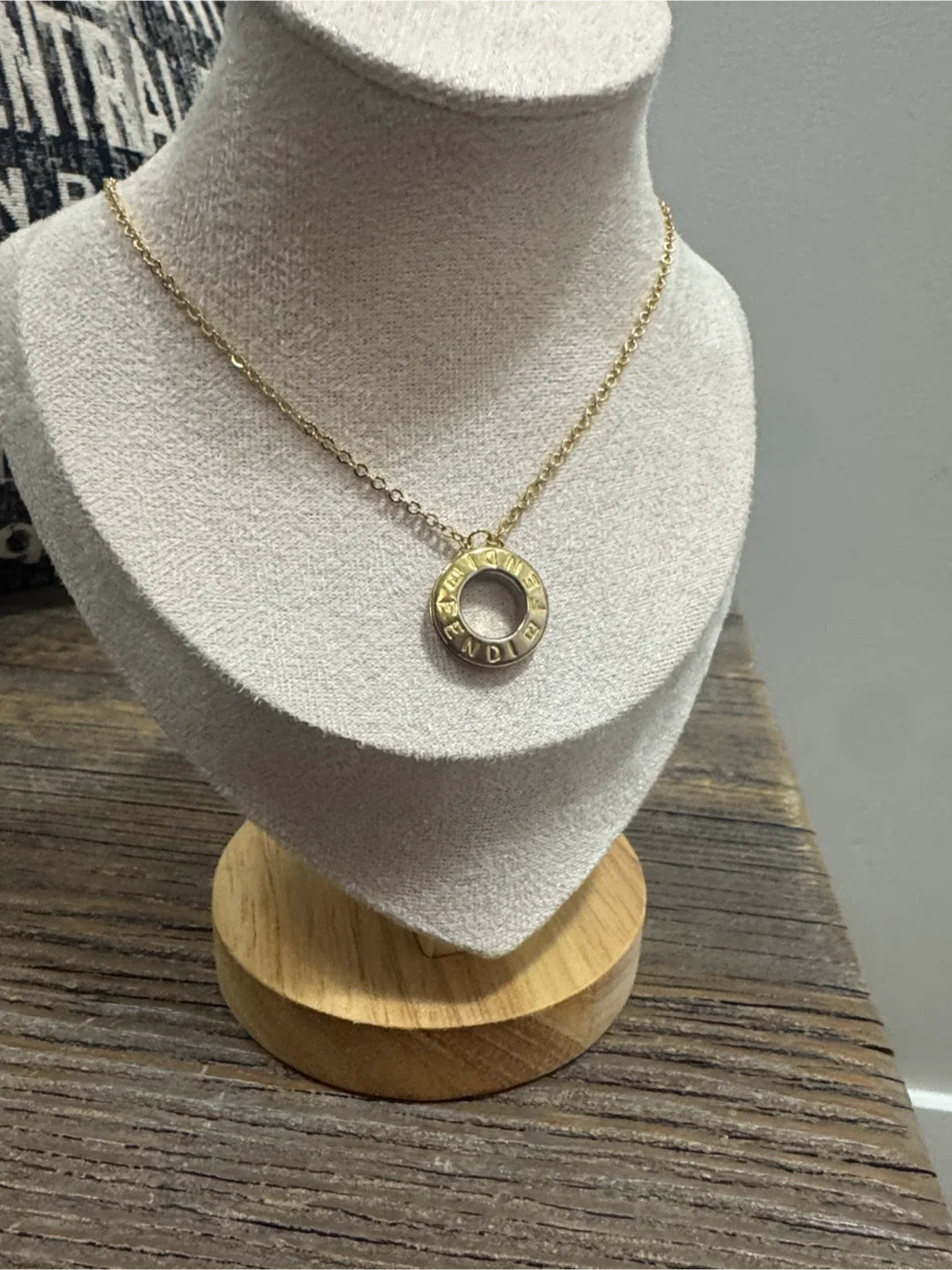 Fendi (upcyle) gold tone Circle Pendant Necklace. image indicator(4)