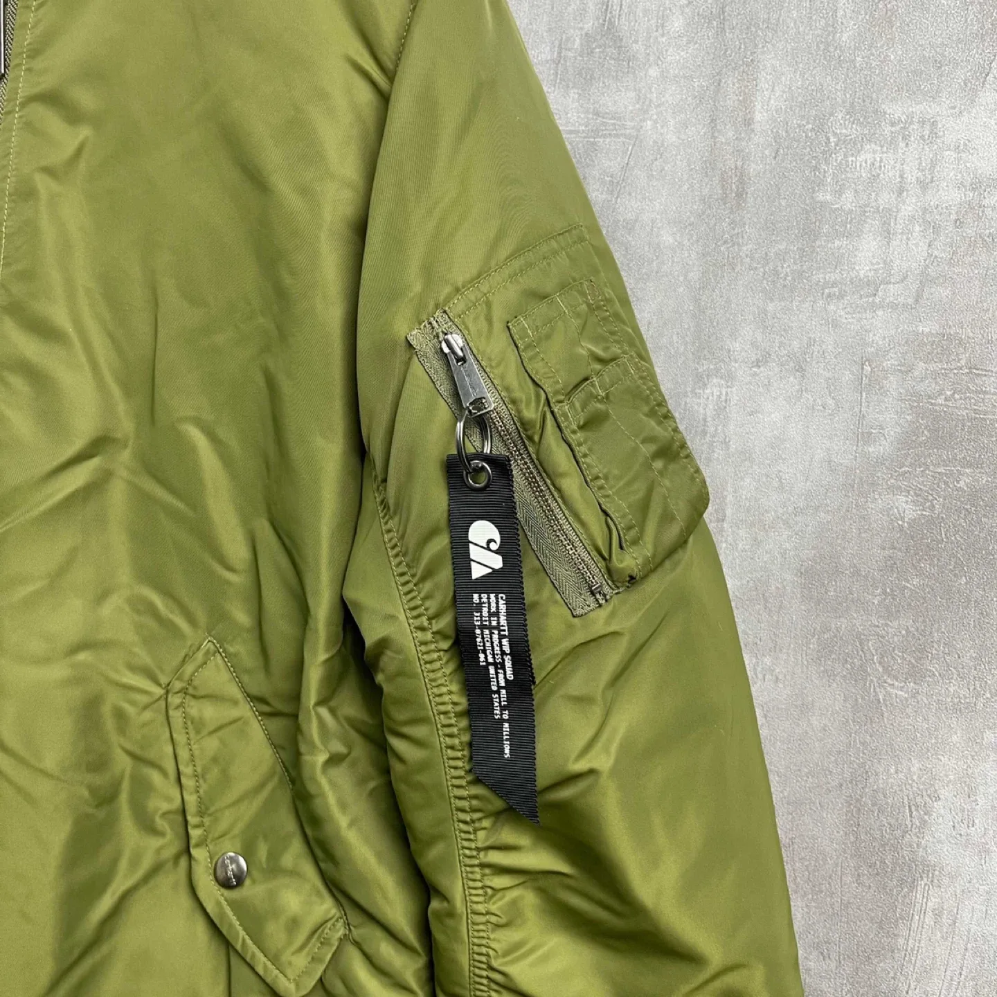 Carhartt WIP Olive Green Bomber Jacket image indicator(2)