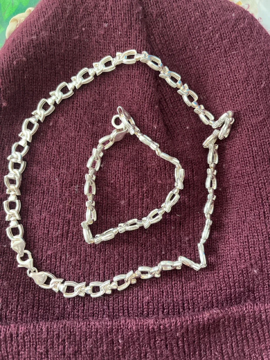 Silver Chain Necklace and Bracelet Set