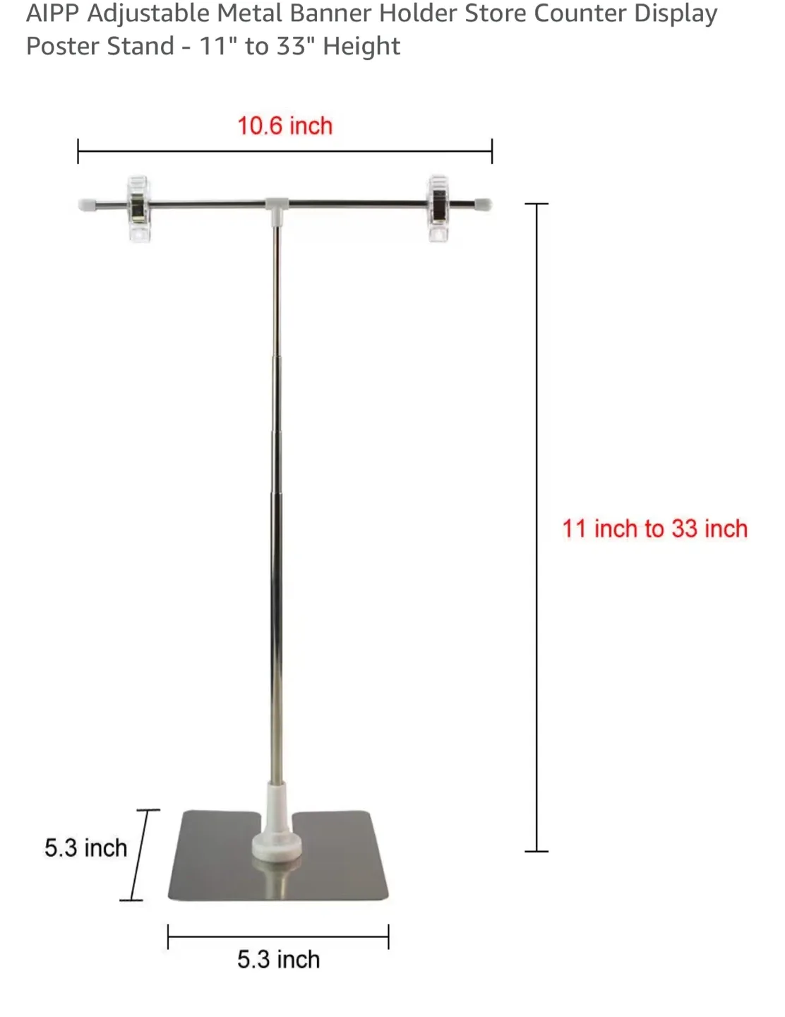 AIPP Adjustable Metal Banner Holder - 11" to 33" Height image indicator(3)