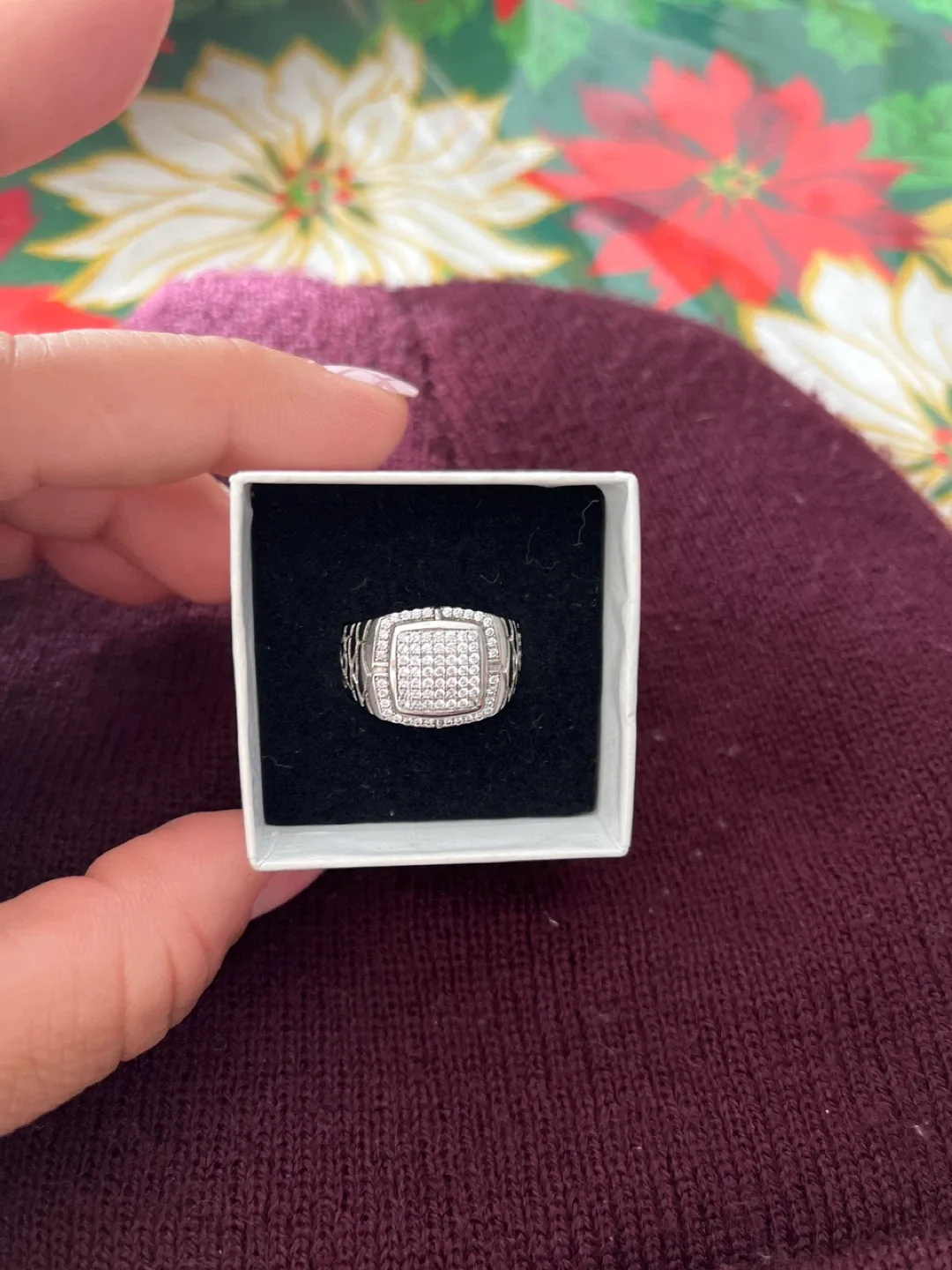 Men's Silver Tone CZ Ring