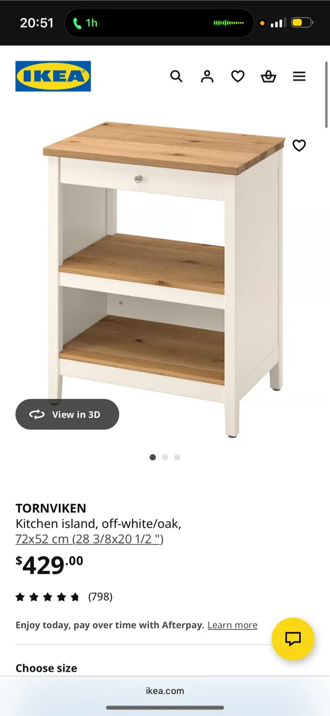 IKEA Tornviken Kitchen Island - Off-White/Oak