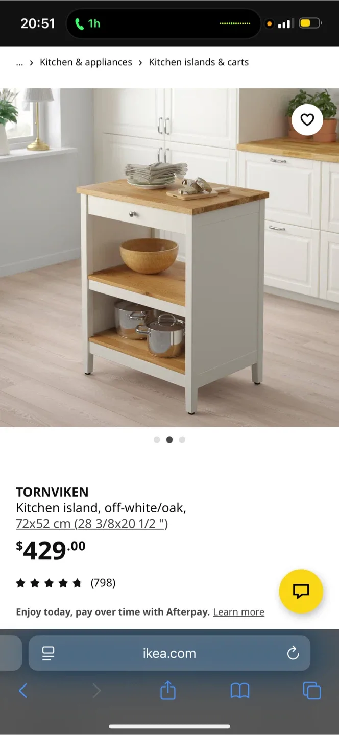 IKEA Tornviken Kitchen Island - Off-White/Oak image indicator(2)