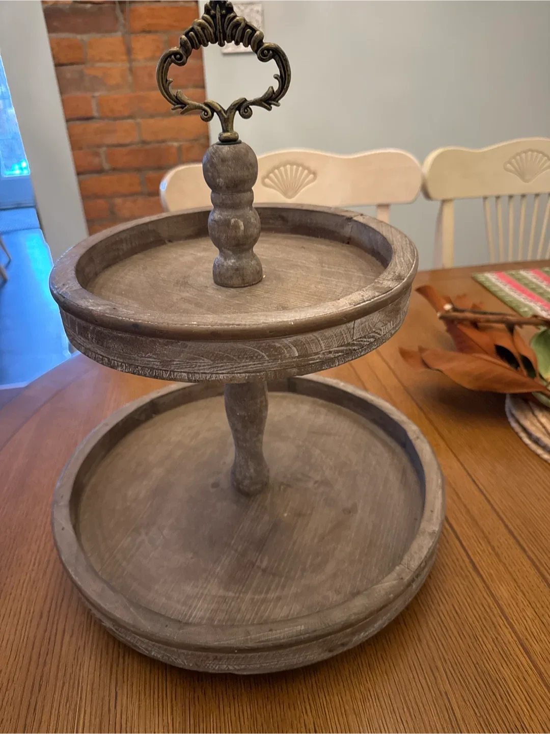 Two-Tiered Wooden Serving Tray