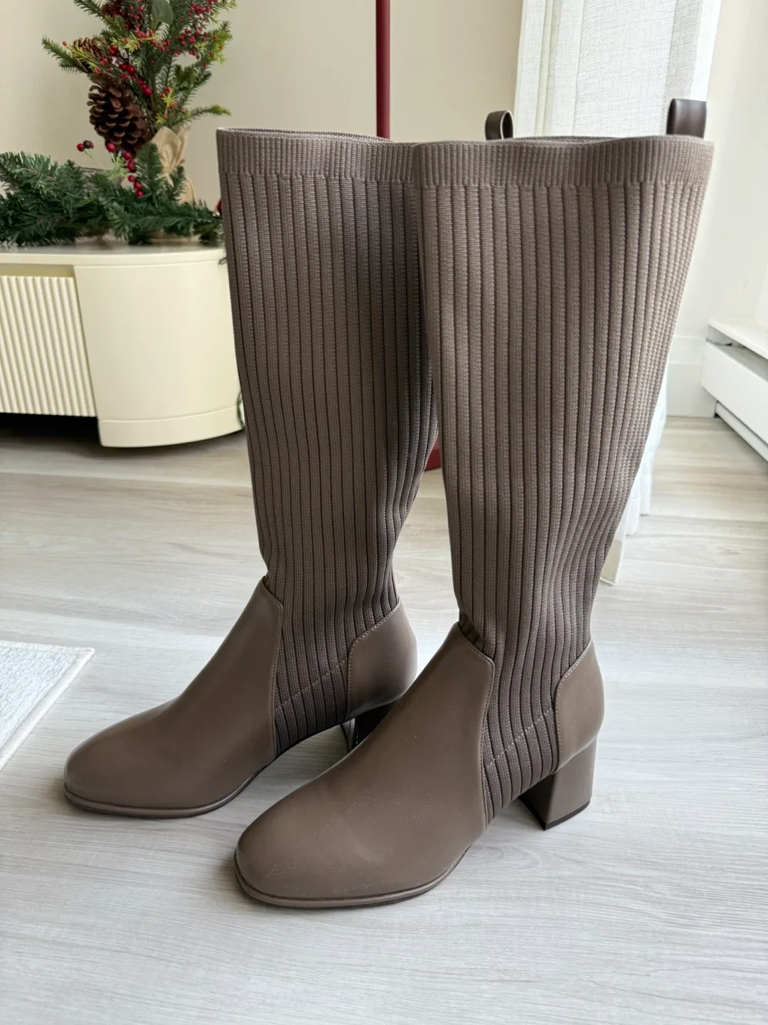 Grey-Brown Tall Boots #Cleanout image indicator(2)