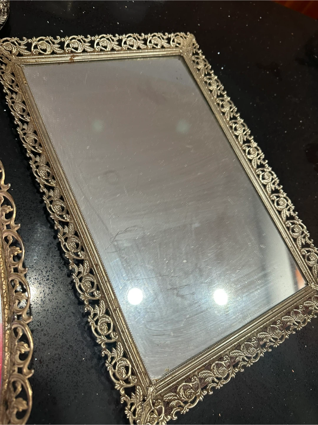 Vintage Decorative Gold Tone Vanity Trays - photo 2