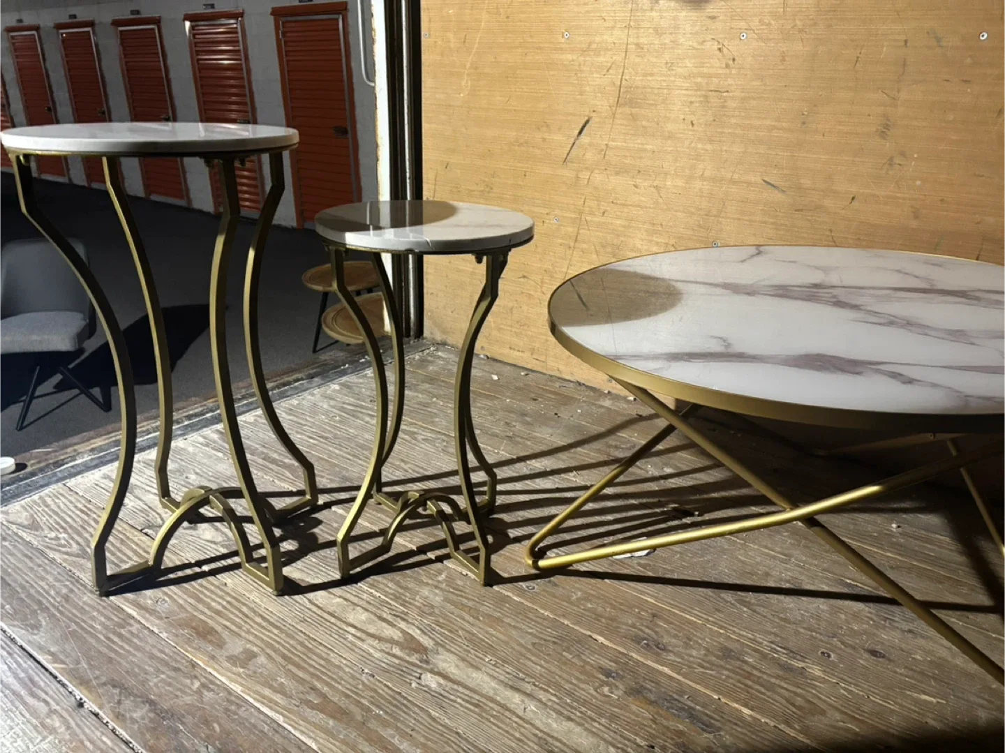 Marble Top Gold Accent Table Set - 3 Piece