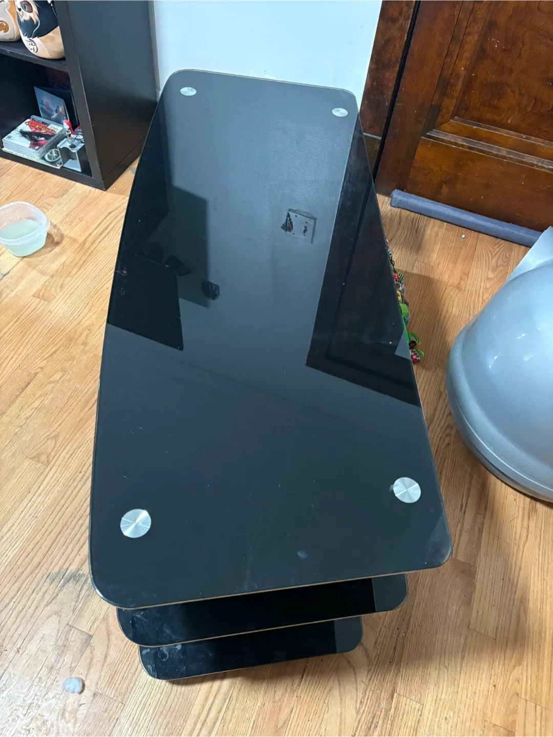 Side Table - Black Glass & Wood image indicator(4)