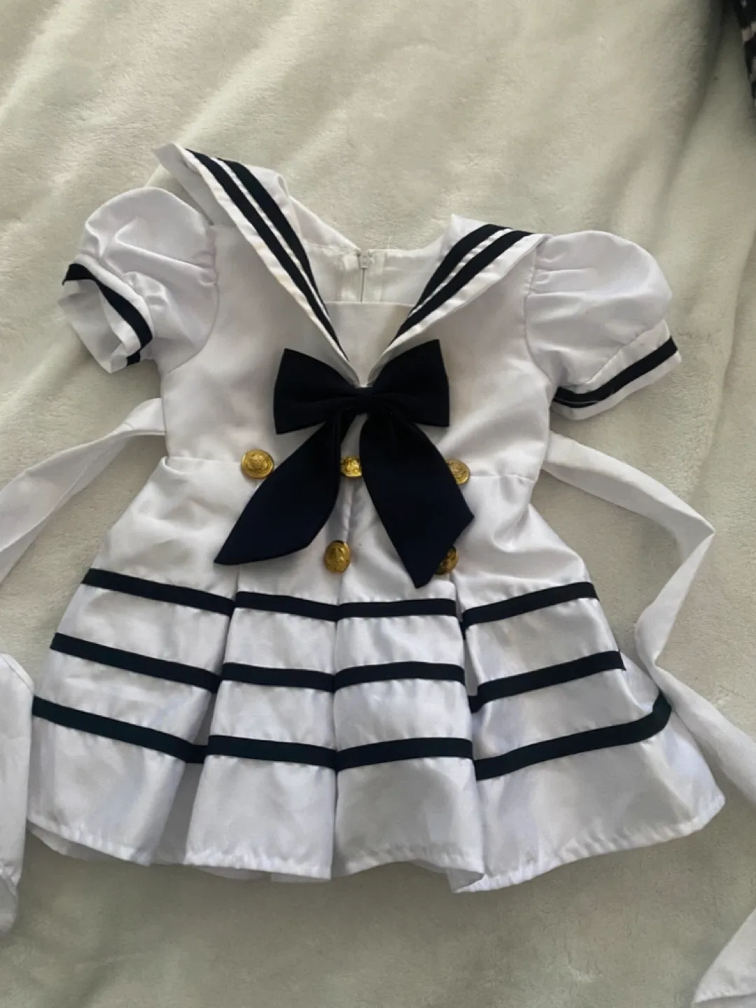Sailor Dress - White & Navy