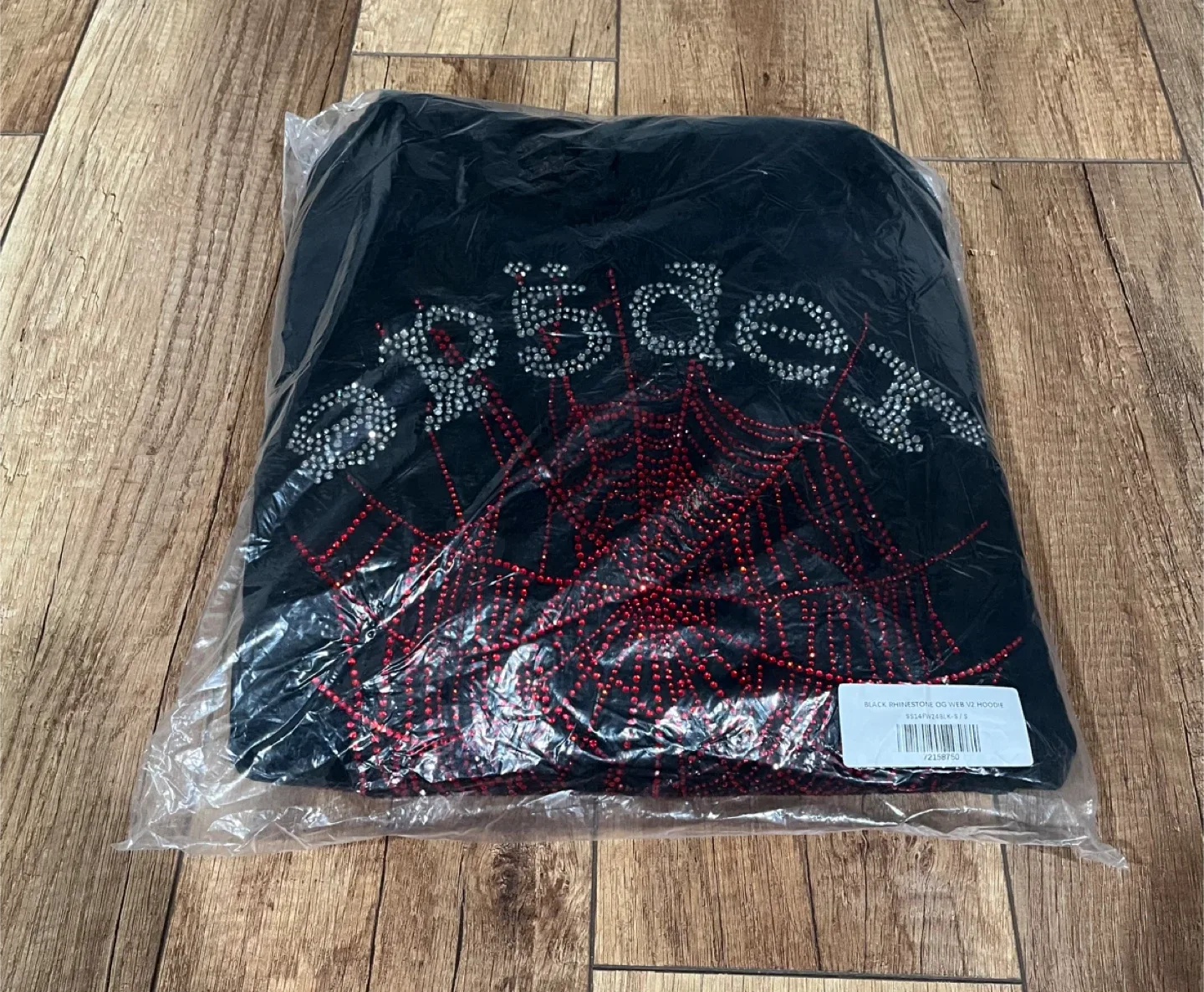 Sp5der Black Rhinestone OG Web Hoodie