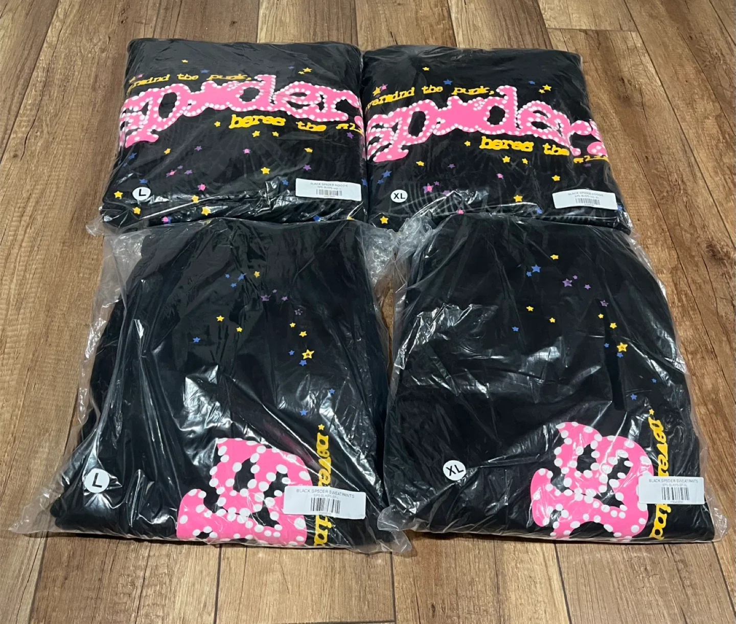 Sp5der Black Hoodie and Pants Sets (S-XL)