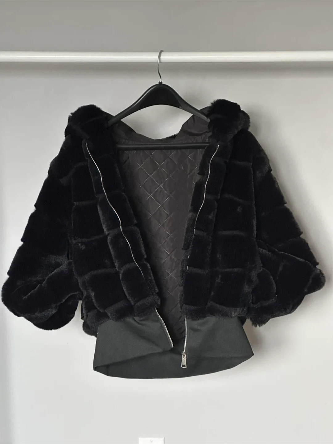 Black Faux Fur Hooded Jacket - Medium image indicator(5)