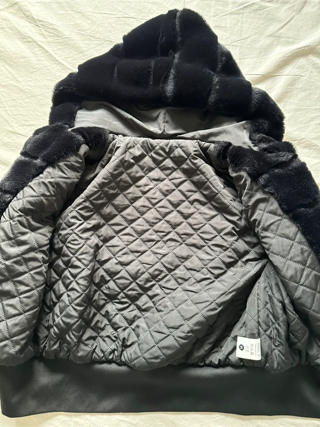 Black Faux Fur Hooded Jacket - Medium image indicator(9)