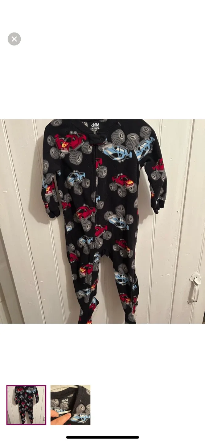 Child of Mine 18M Monster Truck Footed Pajamas