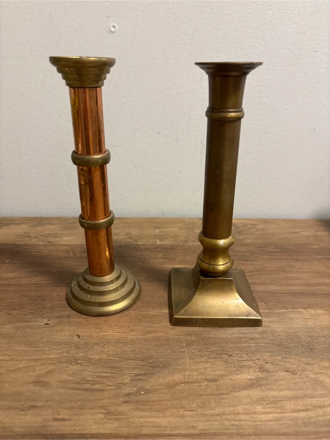 Two Vintage Brass Candlestick Holders