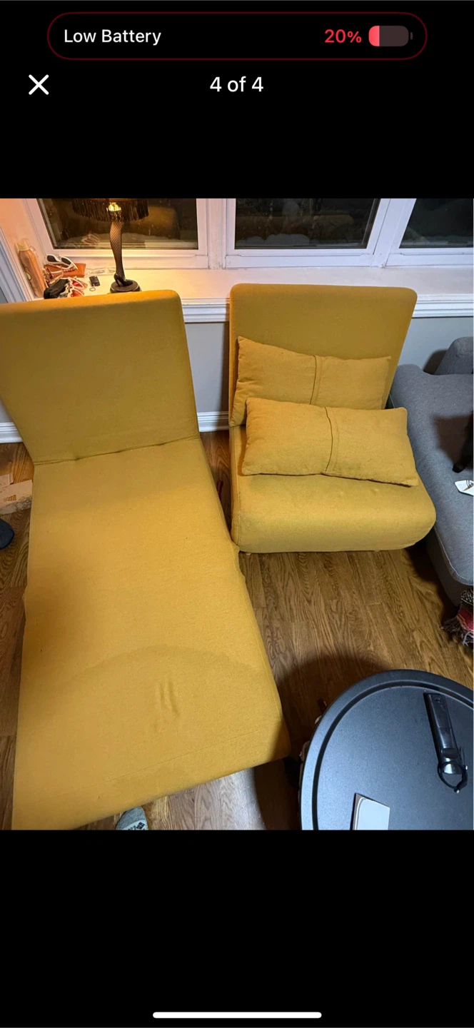 3 Yellow / mustard color chairs 2 of them fold out to  beds - photo 3