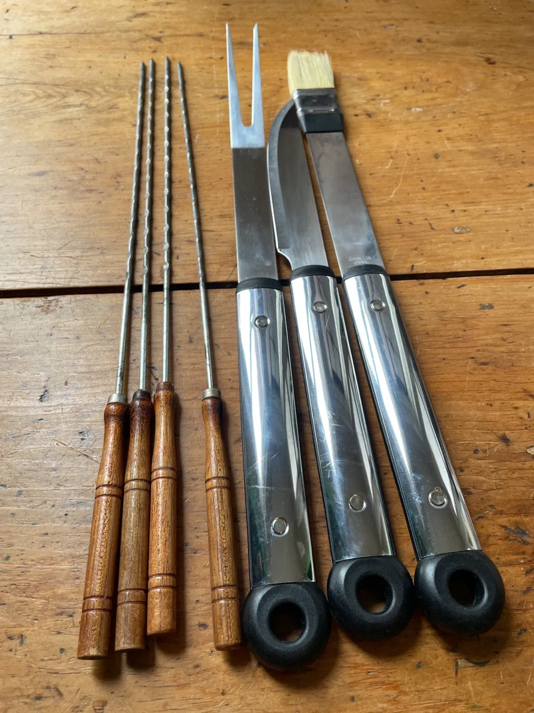 BBQ Tool Set - Fork, Knife, Brush & Skewers