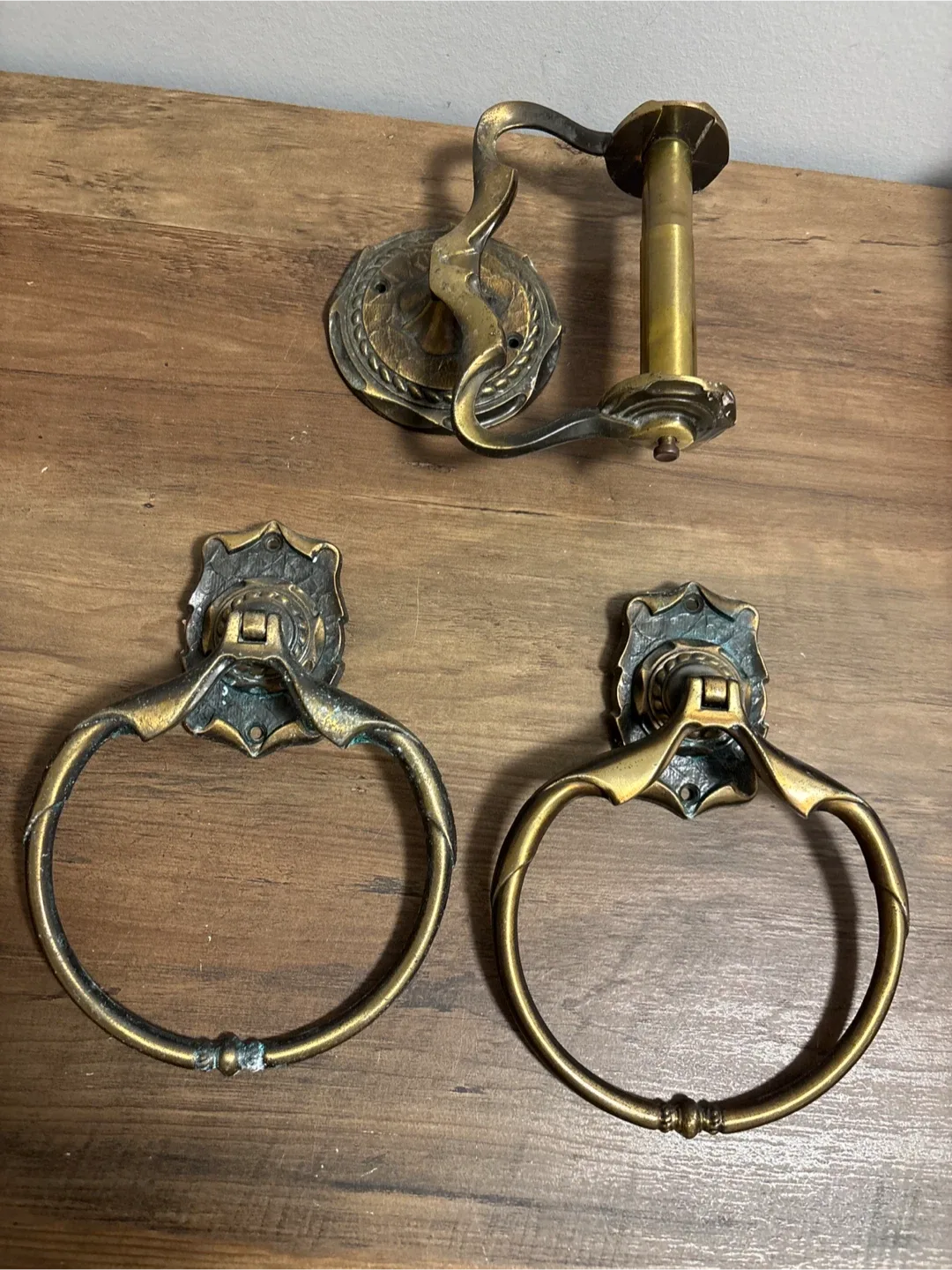 Vintage Brass Towel Rings & Paper Holder image indicator(4)