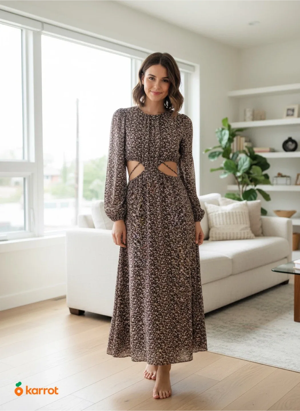 Papermoon Floral Cutout Maxi Dress - Size S