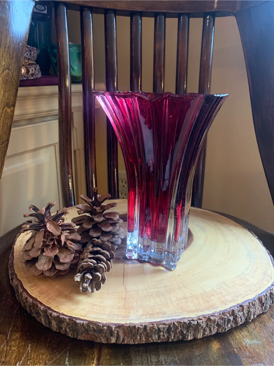 Vera Wang Cranberry Red Glass Vase #Cleanout